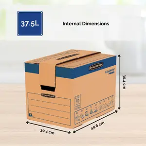 5 BANKERS BOX Cardboard Moving Boxes 37.5L Ultra Heavy Duty Double Wall Boxes Pack of 5