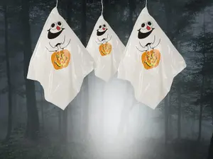 3Pcs Hanging White Ghost Halloween Decor - Indoor/Outdoor Spooky Party Theme