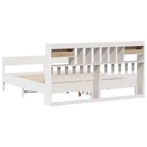 Berkfield Bookcase Bed without Mattress White 180x200cm Super King Solid Wood Pine