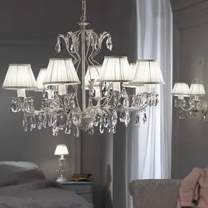 Luminosa Karen 8 Light Multi Arm Chandelier With Shades, Ivory