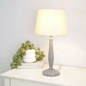 Annum Wood Table Lamp Grey / Beige / Yes