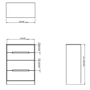 Nashville Ready assembled White & oak 4 Drawer Chest (H)1063mm (W)766mm (D)395mm