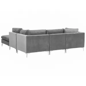 Sofa with Ottoman EVJA Grey Velvet Left Hand