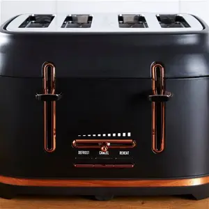 Dunelm 4 Slice Matt Black & Copper Toaster, Industrial, Stainless Steel