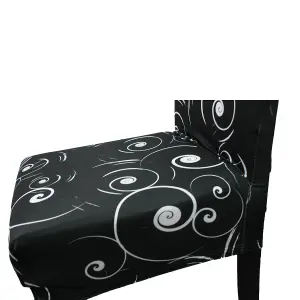 Paisley Pattern Universal Dining Chair Cover, Black - Pack of 1