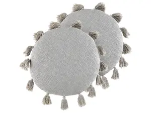 Set of 2 Cushions MADIA Cotton 45 x 45 cm Solid Grey