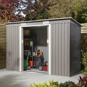 Rowlinson Trentvale 8x4 ft Pent Light grey Metal 2 door Shed