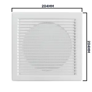 White Air Vent Grille/duct covers with Fly Screen / Anti-Insect Mesh,no screws visible-separate backplate (round 150mm x150mm)