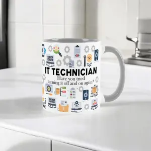 IT Technician Mug - Humorous Technical & Computer Support Job Themed Novelty Gift - Tea/Coffee Hot Drinks Grey Ceramic Cup Present