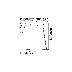 Luminosa Moma 1 Light Floor Lamp Chrome with Black Shade, E27