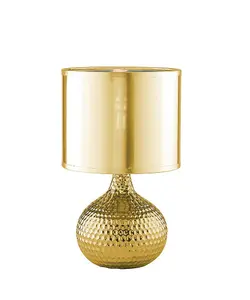 Luminosa PULSAR Table Lamp with Round Shade Gold, Ceramic With Pvc Lampshade 22x35cm