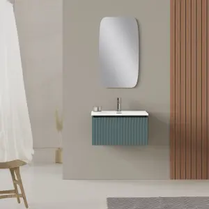 Banyetti Linea Ocean Blue Ribbed Wall Hung Vanity Unit 600mm x 460mm