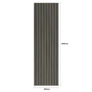 Acoustic Wall Paneling Wood Veneer Slatted 3D Panels for Wall and Ceiling Home Décor - 240cm (L) x 60cm (W) x 2.1cm (D) (Grey Oak)