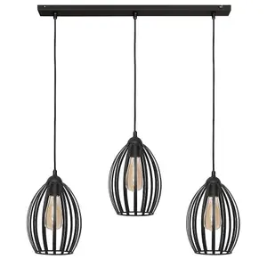 Luminosa Dali Straight Bar Pendant Ceiling Light Black 70cm