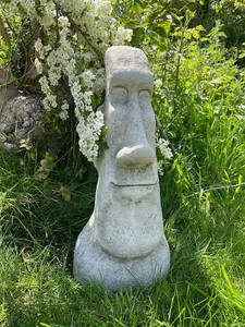 Easter Island Moai Head Bust Stone Statue British Made Outdoor British Made Garden Ornament