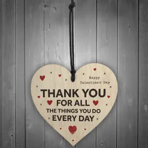 Valentines Day Gift Wood Heart Gift For Him Her THANK YOU Girlfriend Boyfriend Gift