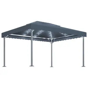 Berkfield Gazebo with LED String Lights 400x300 cm Anthracite Aluminium