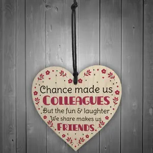 Red Ocean Handmade Wooden Hanging Heart Plaque Gift for Colleague Keepsake for Friend / Leaving Gift For Colleague