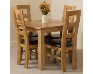 Oslo 90 x 90 cm Oak Small Dining Table and 4 Chairs Dining Set with Yale Oak Chairs