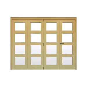 Geom 4 Lite Clear Glazed Oak Internal Bi-fold Door set, (H)2060mm (W)2517mm