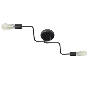 Luminosa Tube Multi Arm Semi Flush Ceiling Light Black 54cm