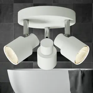 First Choice Lighting Set of 2 Irwin White 3 Light IP44 Bathroom Round Spotlight Plates