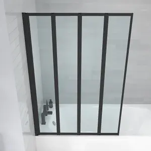 Nes Home 1000 x 1400 mm 4 Fold Door Bath Shower Screen Black Frame