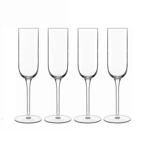 Luigi Bormioli Sublime Clear Straight Crystal Modern Durable Flute Glasses Set 210ml Pack of 4