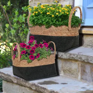 Set of Two Seagrass Outdoor Garden Planter Flower Plant Pots