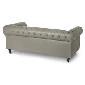 Faux Leather Chesterfield 2 & 3 Seater Sofa Set - Grey