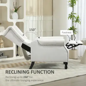 HOMCOM Manual Reclining Armchair Recliner with Footrest Cream White