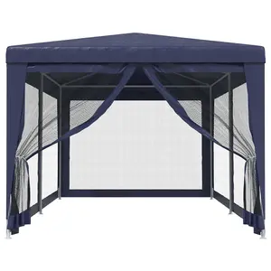 Berkfield Party Tent with 6 Mesh Sidewalls Blue 3x6 m HDPE