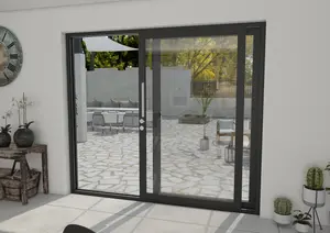 Green & Taylor Black Aluminium External Sliding Doors - RH Sliding / LH Fixed - 2090 x 2090mm (WxH)