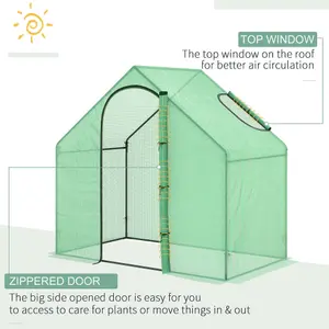 Outsunny Walk-In Portable Greenhouse Mini Grown House Steel Frame Window Green