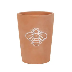 Small Terracotta Indoor Plant Pot with a Bee Design. Gift Idea. (Dia) 8.5 cm