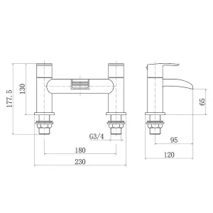 Rinse Bathrooms Modern Bathroom Waterfall Monobloc Bath Filler Mixer Tap Chrome Brass Double Lever Tub Tap