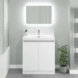 Cove 600mm White Gloss Floorstanding Basin Unit complete with Basin