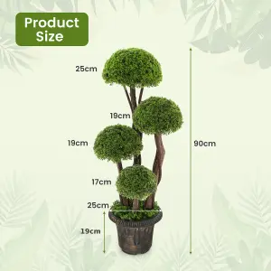 Costway Artificial  Topiary Ball Plant with Rattan Trunk Decor Tree