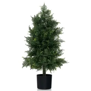 Costway Artificial Cedar Topiary Tree Indoor Fake Pine Tree w/ Plastic Nursery Pot