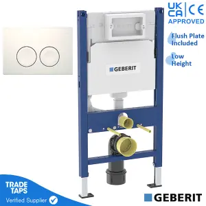 Geberit Duofix Toilet Concealed Cistern Frame 98cm with Geberit Delta 25 Flush Plate White