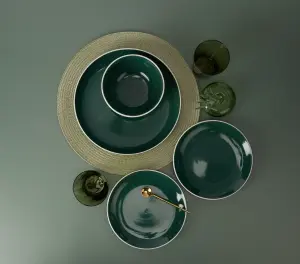 12 Piece Emerald Green Dinner Set