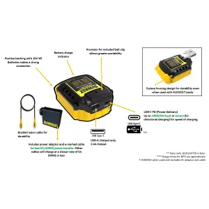 Dewalt DCB094K 18v USB Port Fast Battery Charger 15Min 240v Powerbank  + Cable