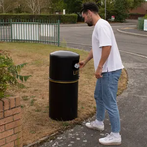 Eco Recycled Hooded Top Litter Bin - 90 Litre - Plastic Liner