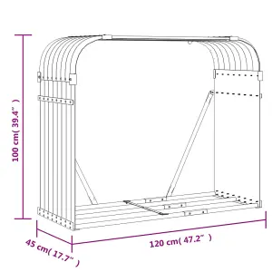 Log Holder Brown 120x45x100 cm Galvanised Steel