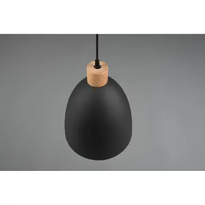 Luminosa Jagger Modern 25cm Dome Pendant Ceiling Light Black Matt - UK Stock