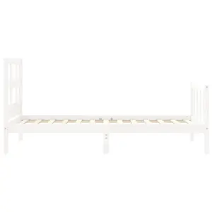 Berkfield Bed Frame with Headboard White Single Solid Wood