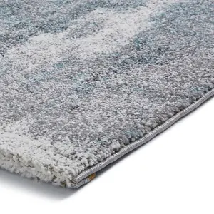 Ivory/Blue Modern Abstract Easy to Clean Rug for Living Room Bedroom and Dining Room-160cm X 220cm