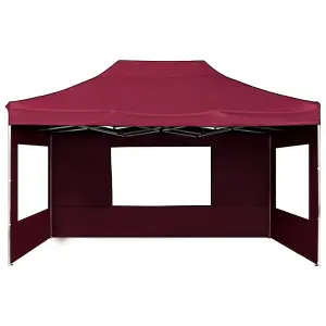 Berkfield Professional Folding Party Tent with Walls Aluminium 4.5x3 m Wine Red