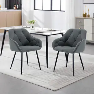 Bharmal Velvet Armchair (Set of 2) Dark Grey