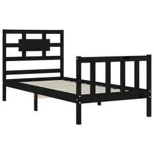 Berkfield Bed Frame with Headboard Black 90x200 cm Solid Wood